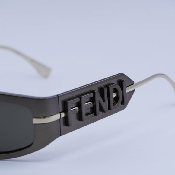 Fendi FE40120I 45E Sunglasses Shiny Brown Oval Frame, Brown Lenses
